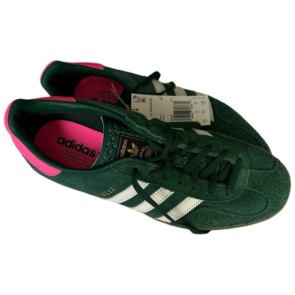 Adidas | Gazelle Indoor Green Suede with Pink heel tab Sz Women’s 9.5 NWT - Picture 3 of 7